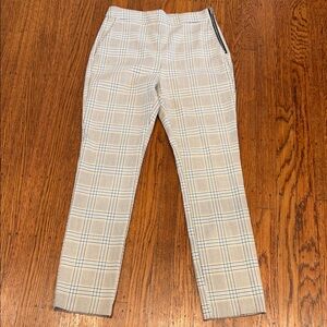🤍 Zara Plaid High-Waist Flat Front Trouser Pants • Cream/Blue/Tan/Brown • XS